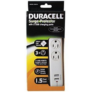 Duracell Surge Protector With 2 USB Charging Ports White